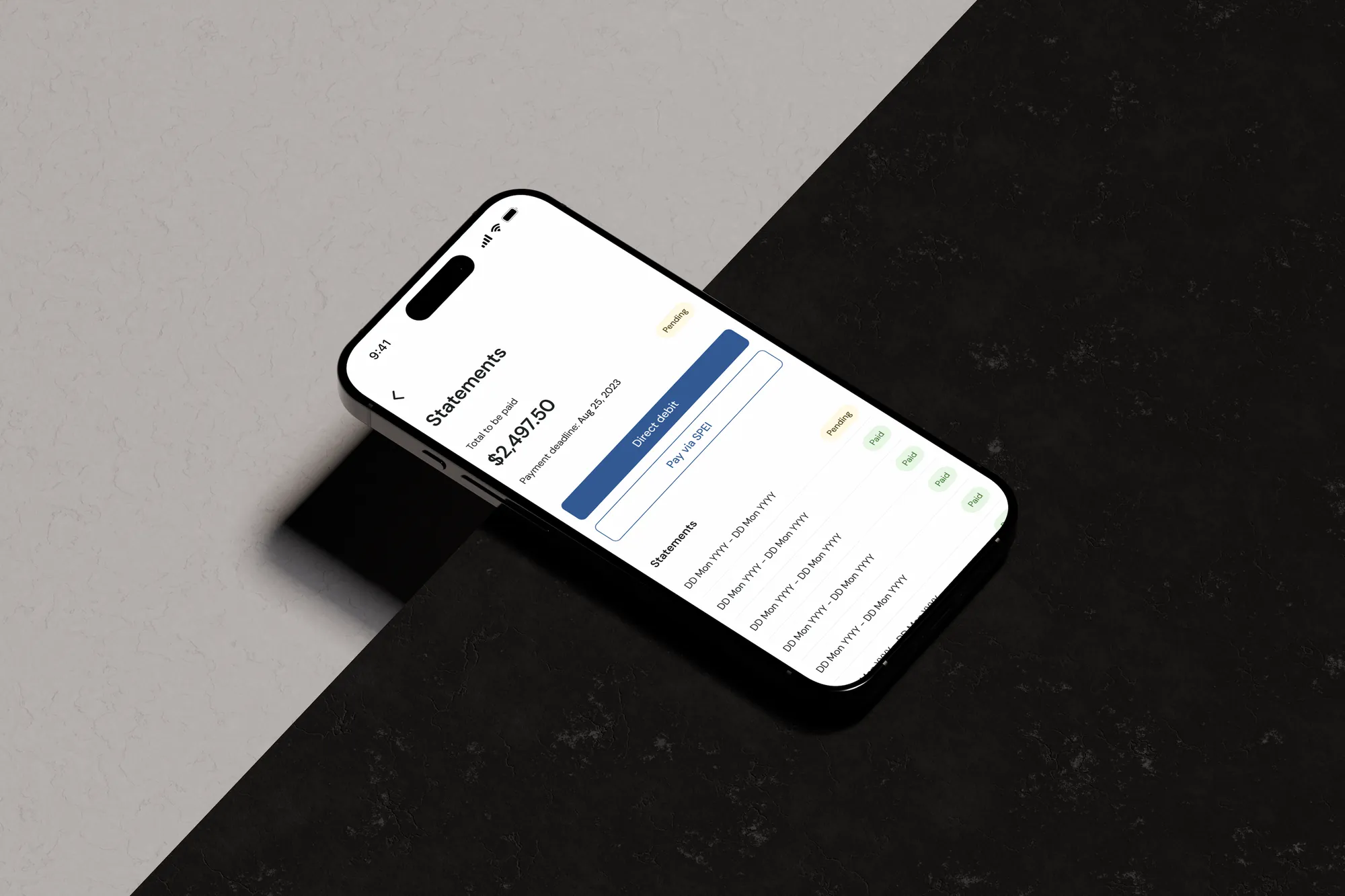 Clara expense list on a phone